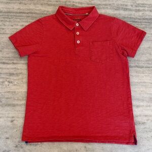 Boy’s Mini Boden Cherry Tomato Red Slub Jersey Polo Shirt, Youth Size 11-12